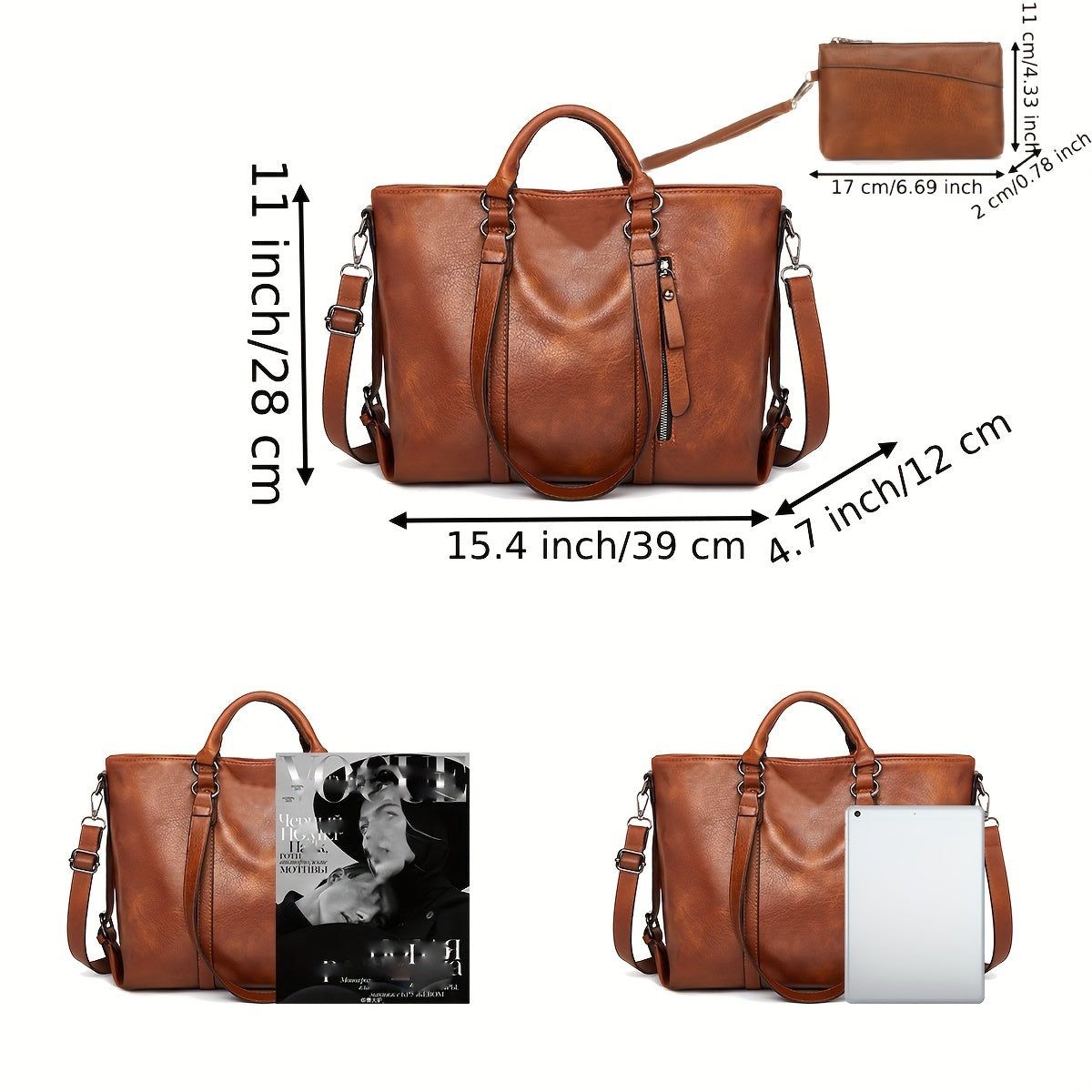 Bolsa Grande de Couro Atenas [Compre 1 Leve 2]