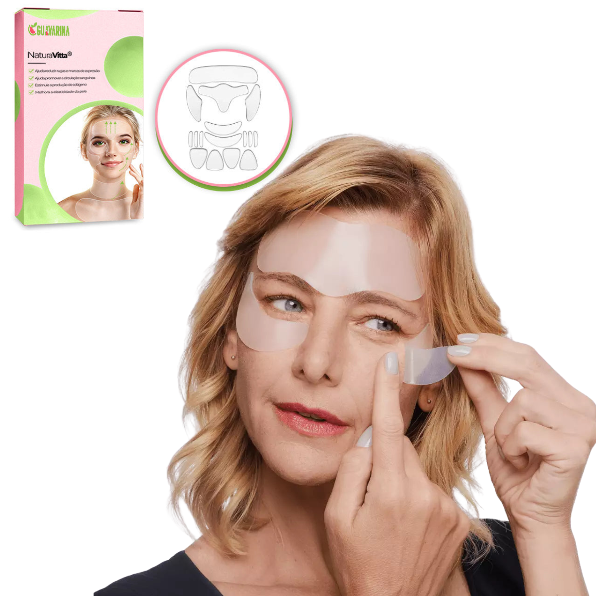 NaturaVitta® - Adesivos Antirrugas e Expressão Facial Reutilizável  - 18 Peças