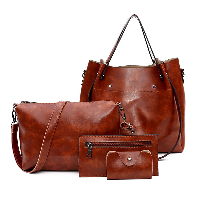 Conjunto 4 Bolsas de Couro Louisi Feminina